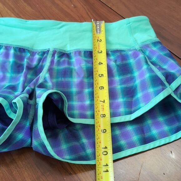 Lululemon Speed Short River Rock/Oasis Ombre Plaid Sz 4 - Picture 8 of 9